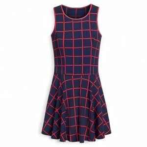 Outback Red Flounce Hem Grid‎ Pattern Dress